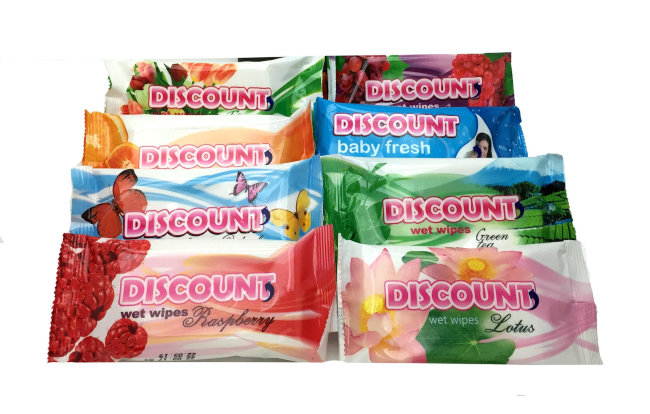 Салфетки влажные Discount в ассортименте 15шт (132)