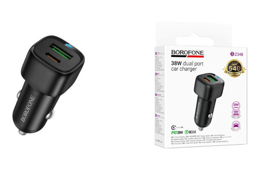 Авто з\у Borofone BZ34B 1USB-1Type-C 18W+20W чёрный(автомобильная)