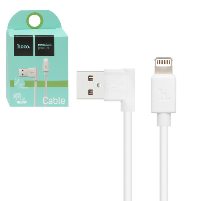 Кабель HOCO microUSB 1.2m белый (UPM10)  угловой
