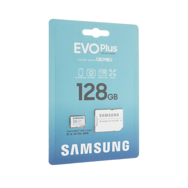 Карта памяти MicroSD Samsung EVOPLUS 128GB Class10 + SD адаптер