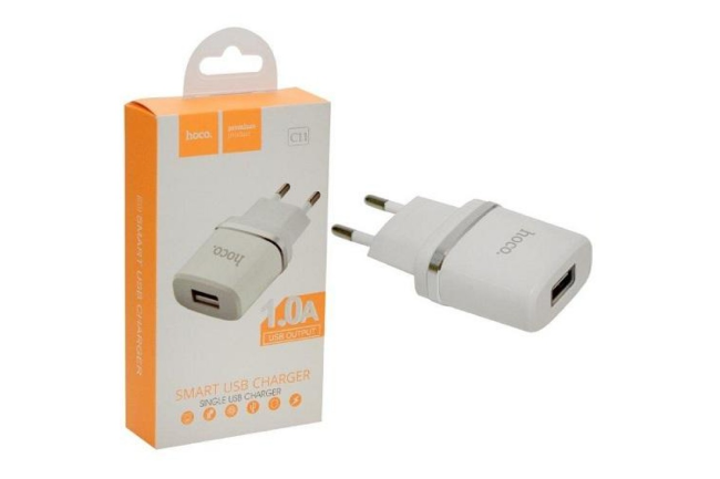 З\У HOCO C11 USB 1A белый (Без кабеля)