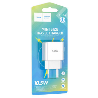 З\У HOCO C106A 1USB 2.1A белый