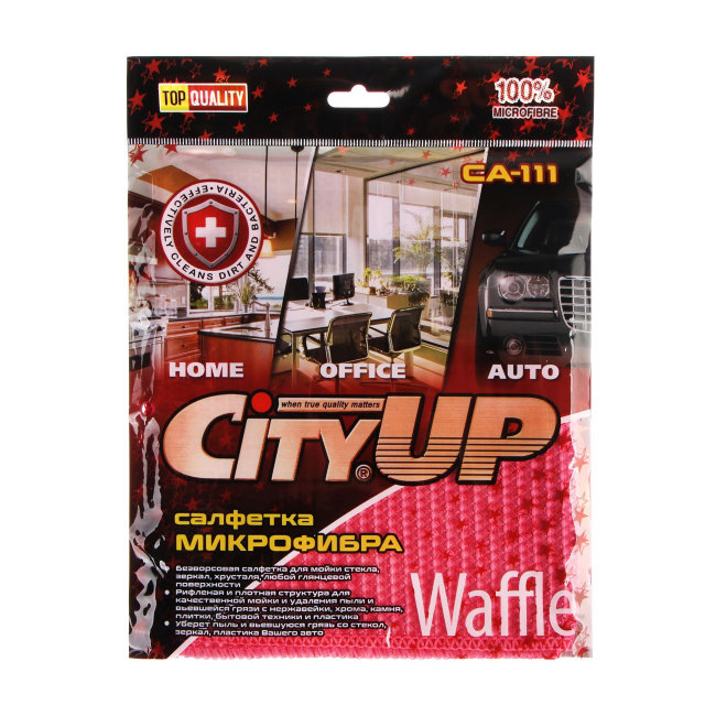 Салфетка микрофибра City-UP Waffle CA-111 35*40 (для стёкол)