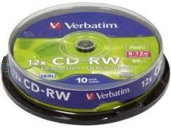 Диск Verbatim CD-RW 80 (12x) CB-10 (10шт в упак)