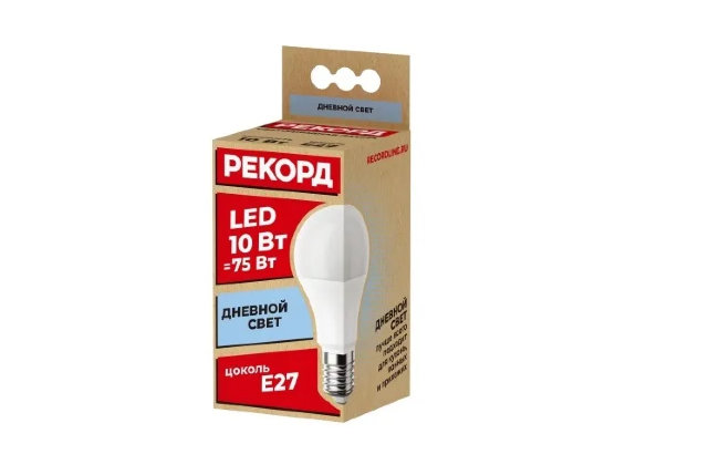 Лампа Рекорд LED A60 10W E27 3000K