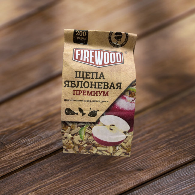Щепа для копчения ЯБЛОНЯ Fire Wood 200г (24)