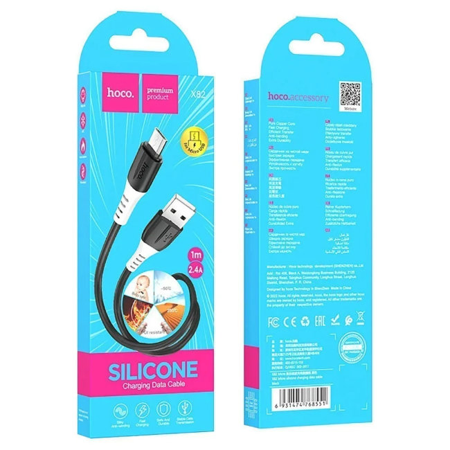 Кабель HOCO MicroUSB 1м чёрный (X82)