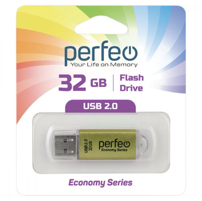 Флешка USB Perfeo 32GB E01 золото