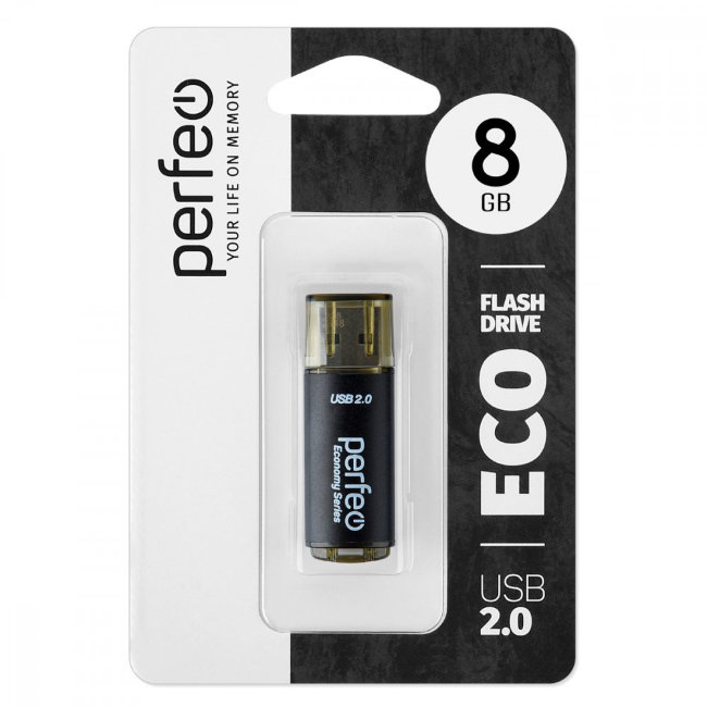 Флешка USB Perfeo 8GB E02 чёрный