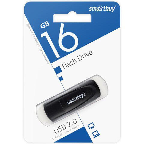 Флешка USB Smartbuy 16GB Clue чёрный