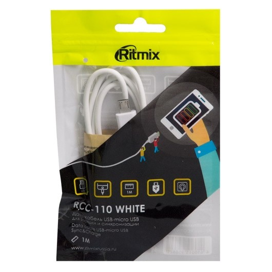 Кабель Ritmix RCC-110 USB-microUSB белый