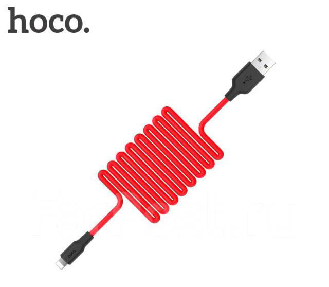 Кабель HOCO  Lightning 1m чёрный-красный (X21) Plus