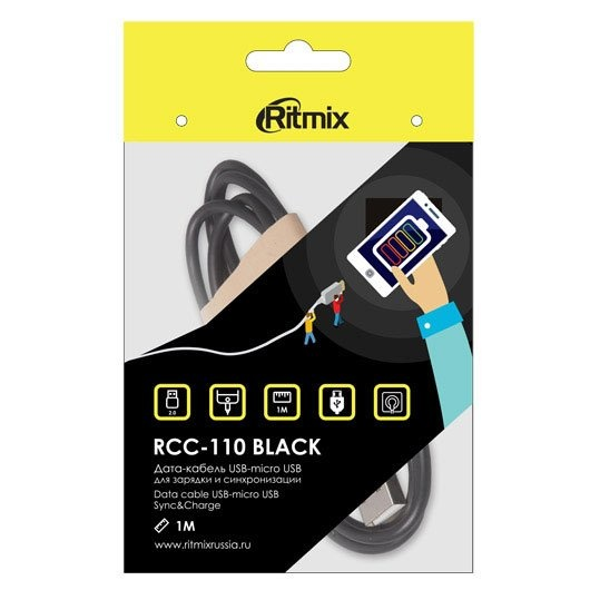 Кабель Ritmix RCC-110 USB-microUSB чёрный