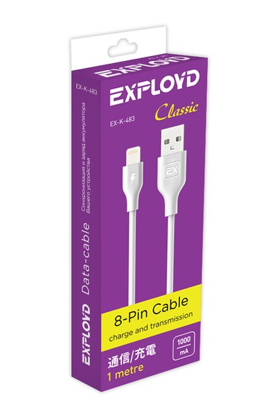 Кабель Exployd 8pin белый 1м K-483