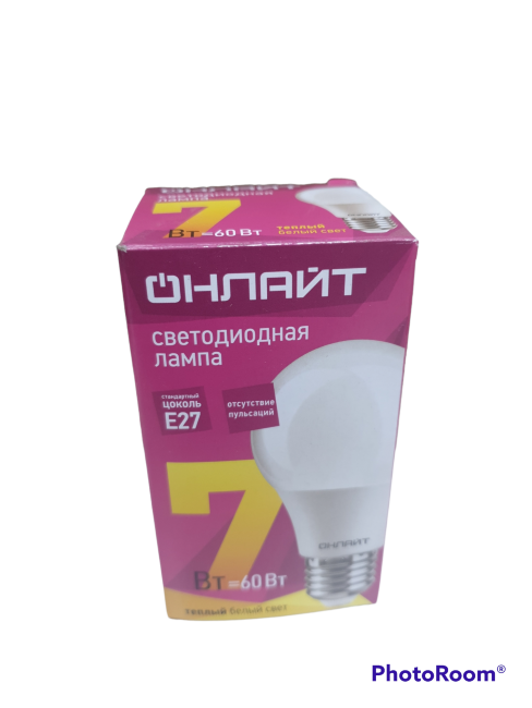 Лампа свд ОНЛАЙТ 7W E27 A60 2700K