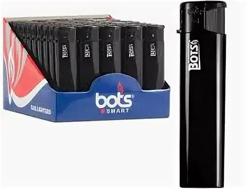 Зажигалка газовая Bots чёрная арт 998 (пьезо) (50)