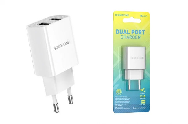 З\У Borofone BA53A 2USB 2.1A белый