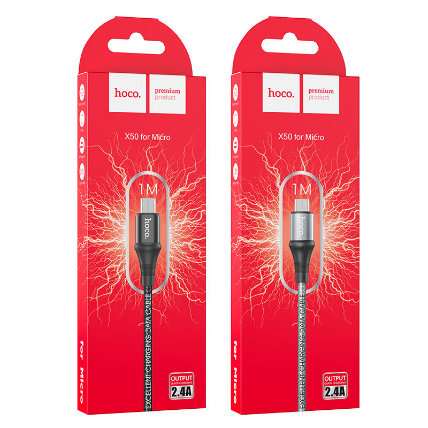 Кабель HOCO microUSB 1m чёрный (X50)