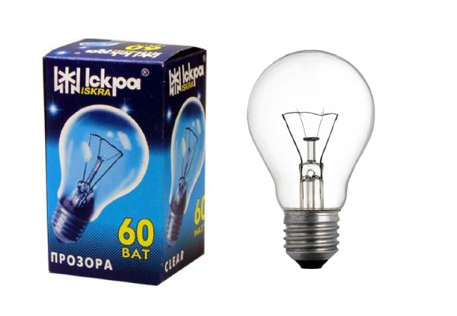 Лампа Искра 60 ват Е27 А50 прозрач