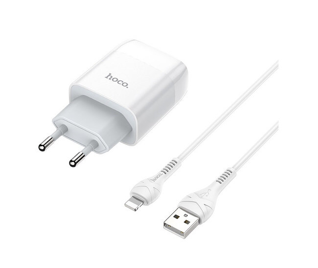 З\У HOCO C73A 2USB+кабель Lightning 2.4A белый