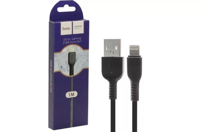 Кабель HOCO  Lightning 1м чёрный (X20)