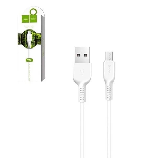 Кабель HOCO microUSB 2m белый (Х20)