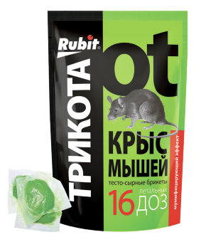 Рубит Трикота тесто-брикеты зелёный от грызунов 150гр (50)