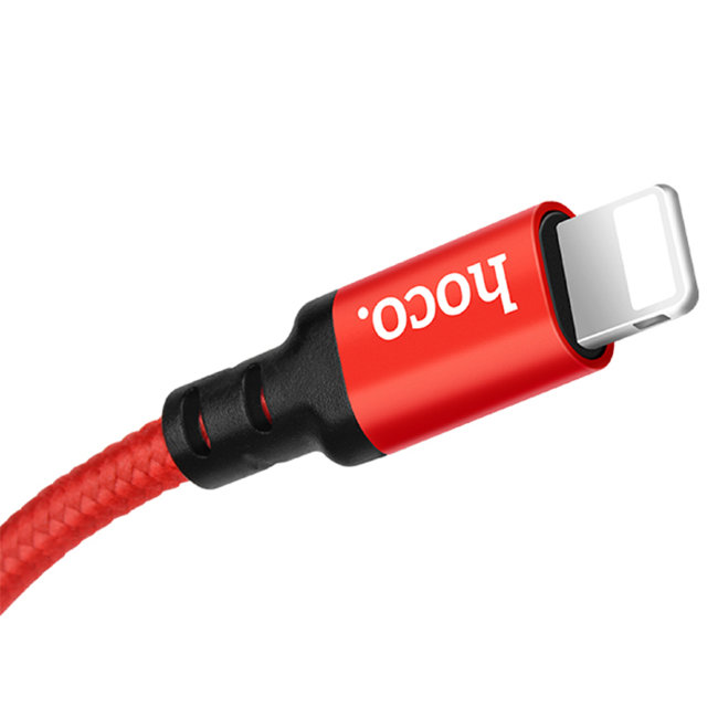 Кабель HOCO  Lightning 2m красный/чёрный (X14)