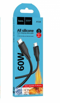 Кабель HOCO Type-C-Type-C PD 60W 3A 1m чёрный (X124) силикон