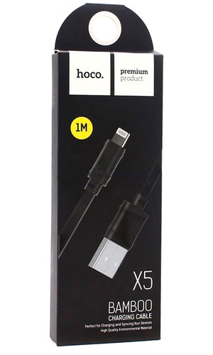 Кабель HOCO  Lightning 1м чёрный 019 (Х5) плоский