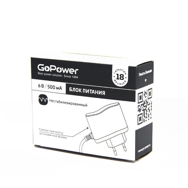 Б\п GoPower 500ma 6V нестабилизированный -