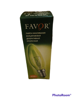 Лампа FAVOR 40в-Е14 свеча прозрач