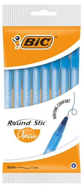 Ручка шариковая Bic Round 1мм 8шт синяя (цена за 8шт)