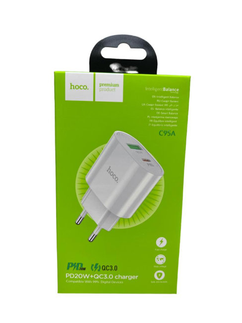 З\У HOCO C95A 1USB/1Type-C 20W белый