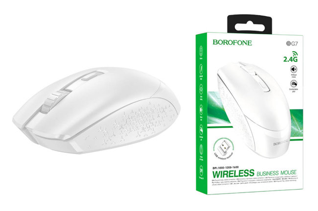 Мышь Borofone BG7 БЕСПРОВОДНАЯ  белый