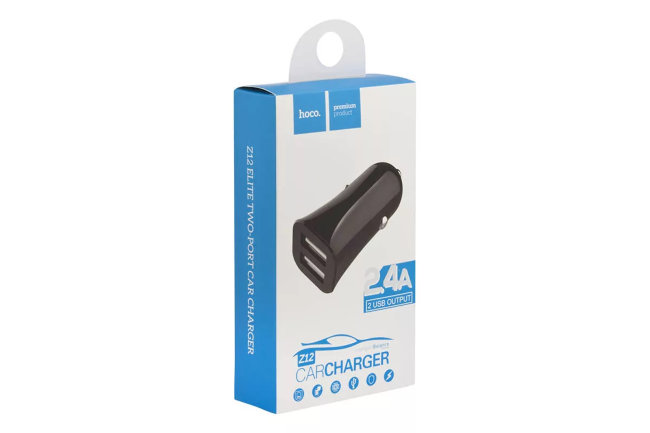 Авто з\у HOCO-Z12 2USB 2400ma чёрный (автомобильная)