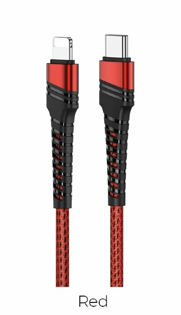 Кабель Borofone BU21 Type-C-Apple 8 pin 3A нейлон 1.2мет красный
