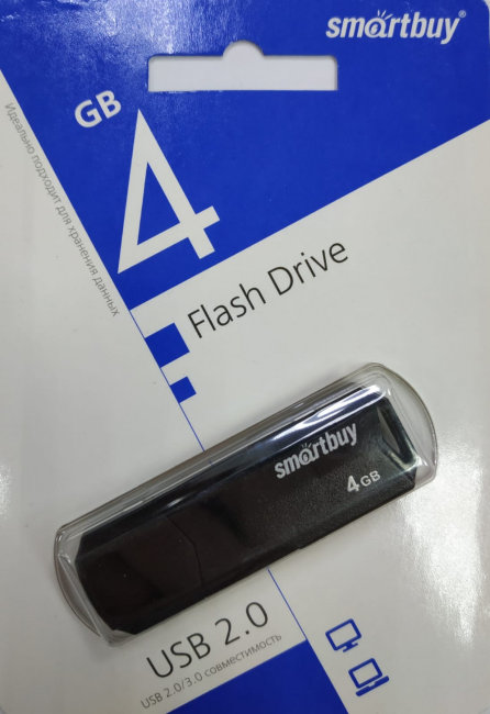Флешка USB Smartbuy 4GB Clue чёрный