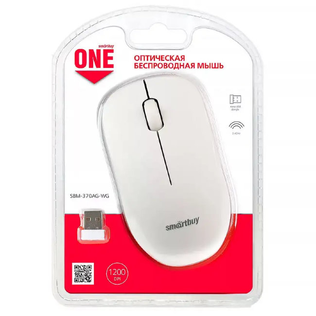 Мышь SB ONE 370 беспроводная  бело-серая