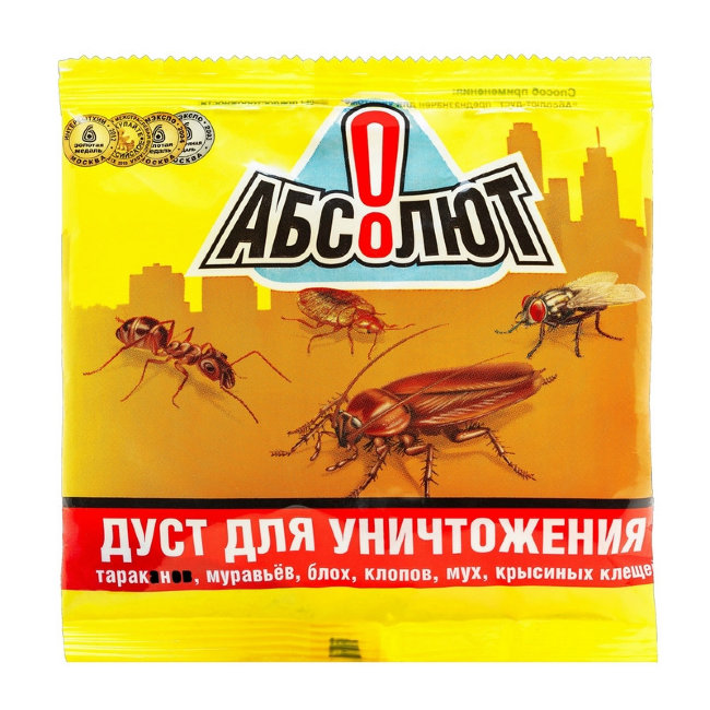 Сухой дуст-порошок от клопов и тараканов Абсолют 100гр АДП100
