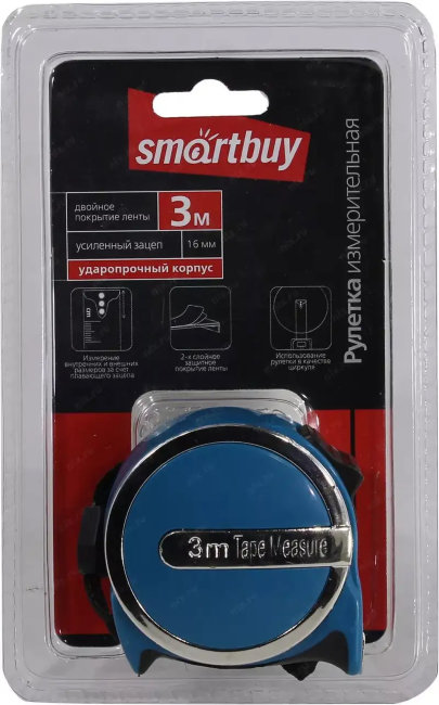 Рулетка Smartbuy 3 метра (пластиковый ударопрочный корпус)