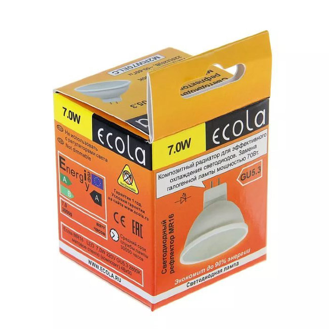 Лампа свд Ecola  GU5.3 7W 2800k (тёплый свет)
