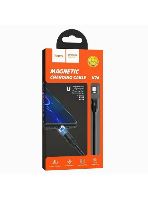 Кабель HOCO MicroUSB 1.2м чёрный магнитный (U76)