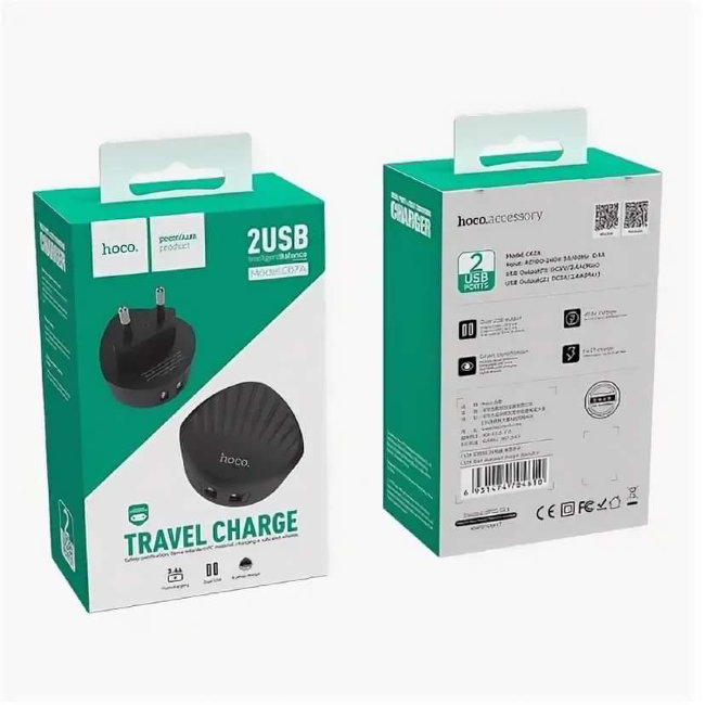 З\У HOCO C67A 2USB 2.4А чёрный (ORIG)