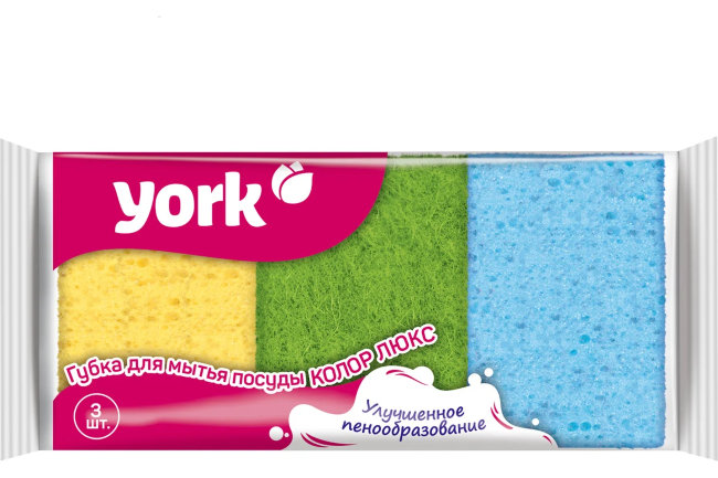 Губка для посуды YORK 100*70*30мм 3шт ЛЮКС арт.30110