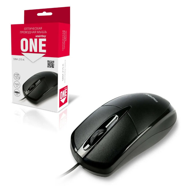 Мышь SB 215 проводная чёрная ONE
