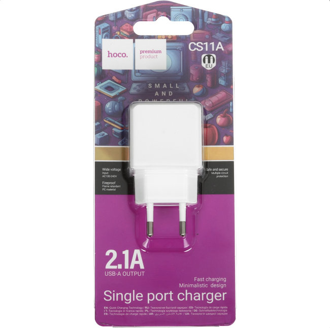 З\У HOCO CS11A 1USB 2.1А белый
