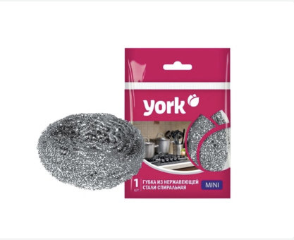 Губка для посуды YORK нержавеющая сталь, спираль 15гр