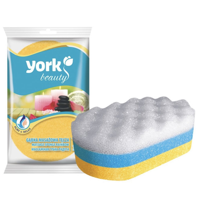 Губка для тела YORK 14.5*9.5*5см РАДУГА арт.011060