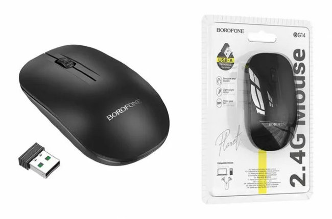 Мышь Borofone BG14 БЕСПРОВОДНАЯ  чёрный